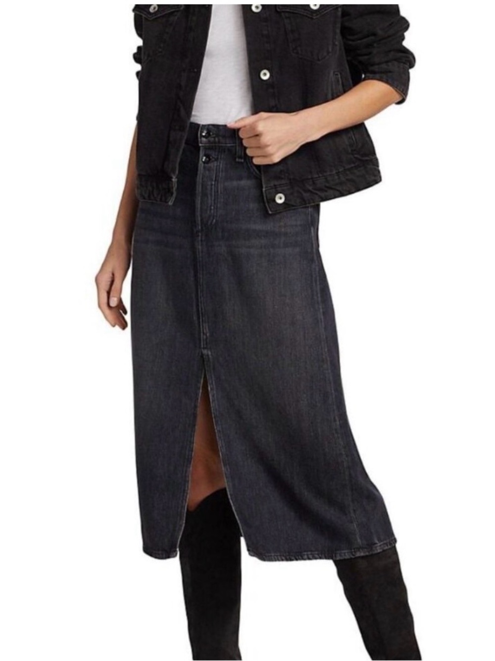 Rag & bone Marlowe slit front denim skirt